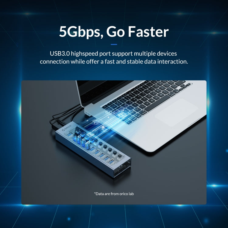 ORICO AT2U3-13AB-GY-BP 13 Ports USB 3.0 HUB with Individual Switches & Blue LED Indicator, EU Plug - free shipping - PMC Jewellery - Order now!