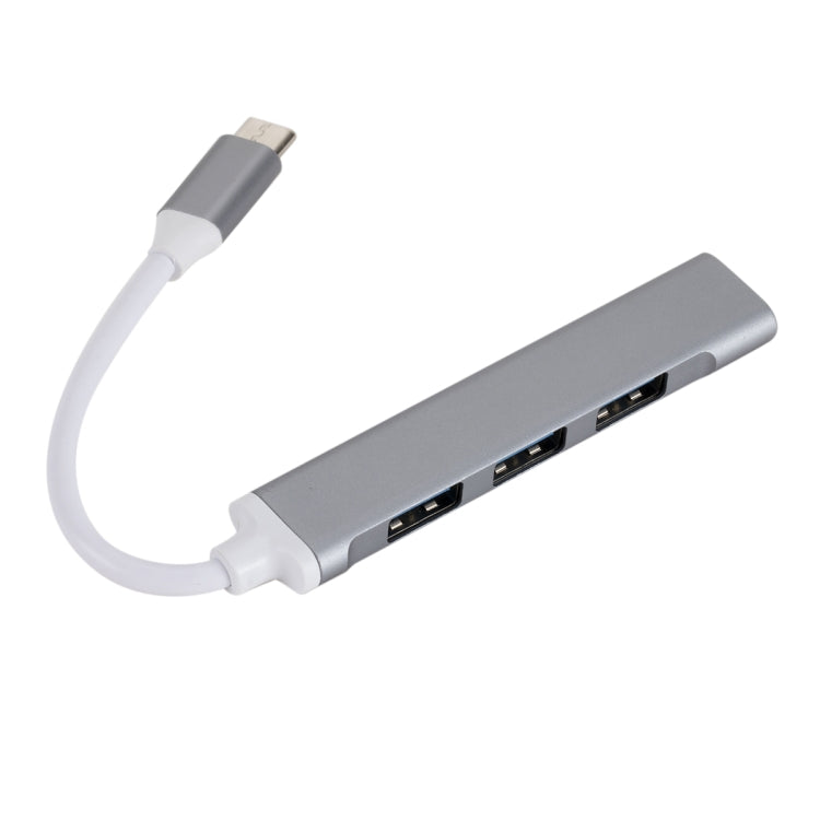 C809 USB 3.0 x 1 + USB 2.0 x 3 to USB-C / Type-C Multi-function Splitter HUB Adapter (Grey) - USB HUB by PMC TechLife | Online Shopping South Africa | PMC TechLife
