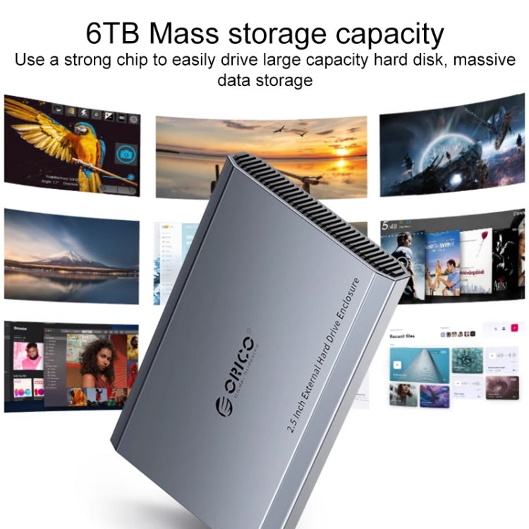 ORICO DD25 C3 2.5 inch Type-C to Type-C and USB Mechanical SSD Enclosure, Supported Capacity: 6TB(Dark Gray) - free shipping - PMC Jewellery - Order now!
