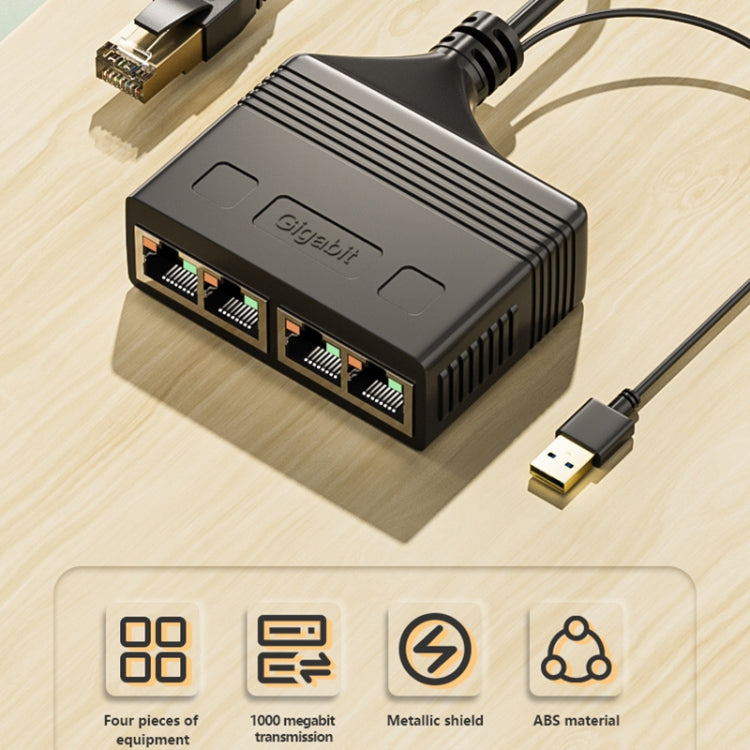 Female RJ45 4 in 1 Gigabit Network Splitter Cable Ethernet Network Coupler - free shipping - PMC Jewellery - Order now!
