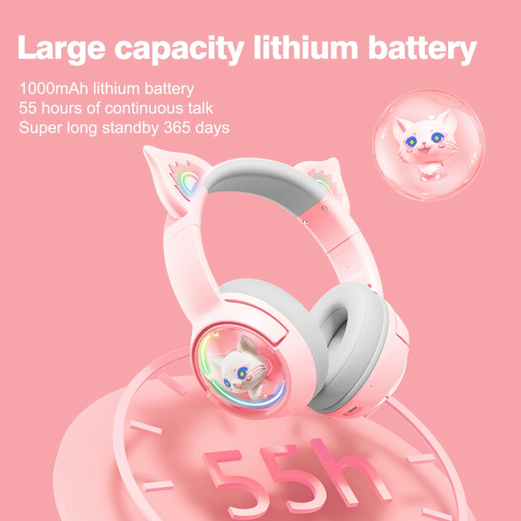 B5 Cat Ear Design USB-C / Type-C RGB Wireless Bluetooth HiFi Headset (Pink) - free shipping - PMC Jewellery - Order now!