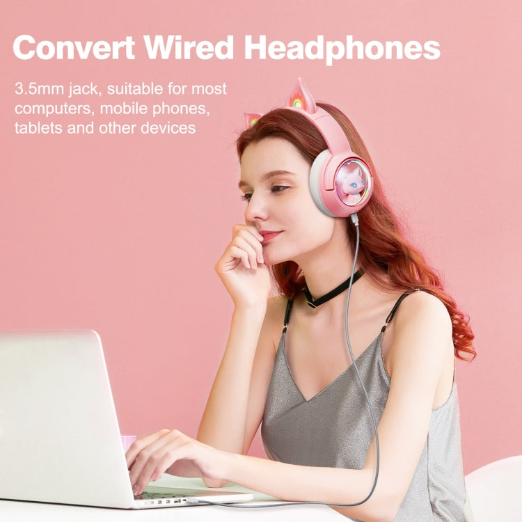 B5 Cat Ear Design USB-C / Type-C RGB Wireless Bluetooth HiFi Headset (Pink) - free shipping - PMC Jewellery - Order now!