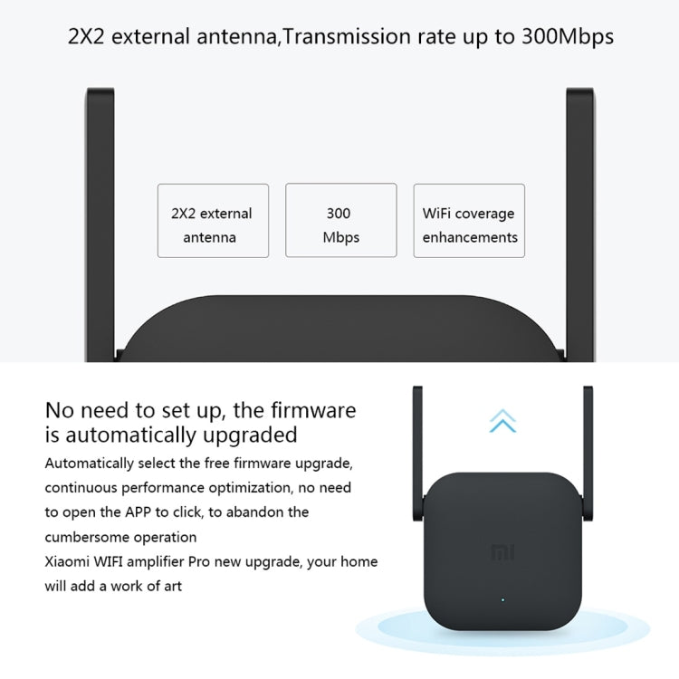Original Xiaomi Mi WiFi Amplifier Pro 300Mbps WiFi Smart Extender Router with 2x2 External Antennas, US Plug(Black) - Wireless Routers by Xiaomi | Online Shopping South Africa | PMC TechLife | Buy Now Pay Later Mobicred