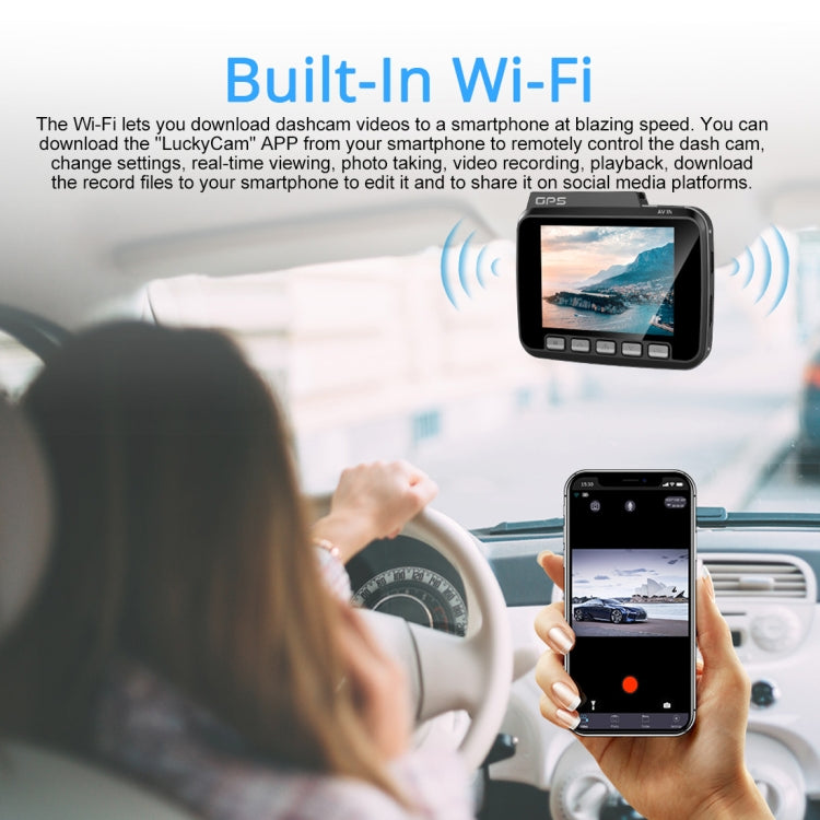 GS63H Car DVR Camera 2.4 inch LCD Screen HD 2880 x 2160P 150 Degree Wide Angle Viewing, Support Motion Detection / TF Card / G-Sensor / GPS / WiFi / HDMI(Black) - free shipping - PMC TechLife - Order now!