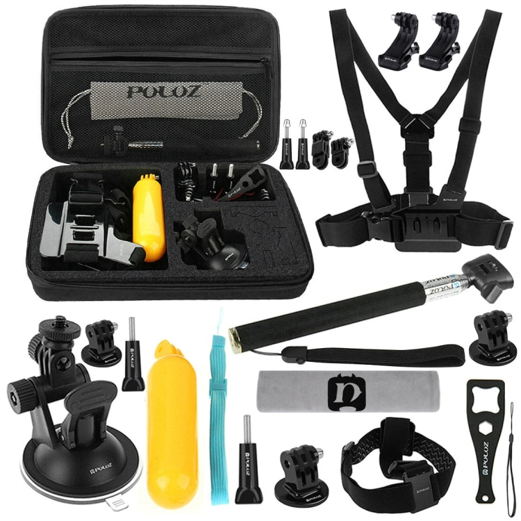 PULUZ 20 in 1 Accessories Combo Kits with EVA Case (Chest Strap + Head Strap + Suction Cup Mount + 3-Way Pivot Arm + J-Hook Buckles + Extendable Monopod + Tripod Adapter + Bobber Hand Grip + Storage B ...  for GoPro, Insta360, DJI and Other Action Cameras - free shipping - PMC TechLife - Order now!