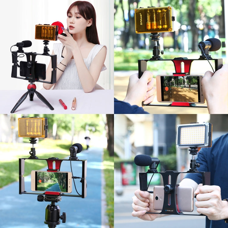 PULUZ 2 in 1 Vlogging Live Broadcast LED Selfie Light Smartphone Video Rig Kits with Cold Shoe Tripod Head for iPhone, Galaxy, Huawei, Xiaomi, HTC, LG, Google, and Other Smartphones(Red) - free shipping - PMC TechLife - Order now!