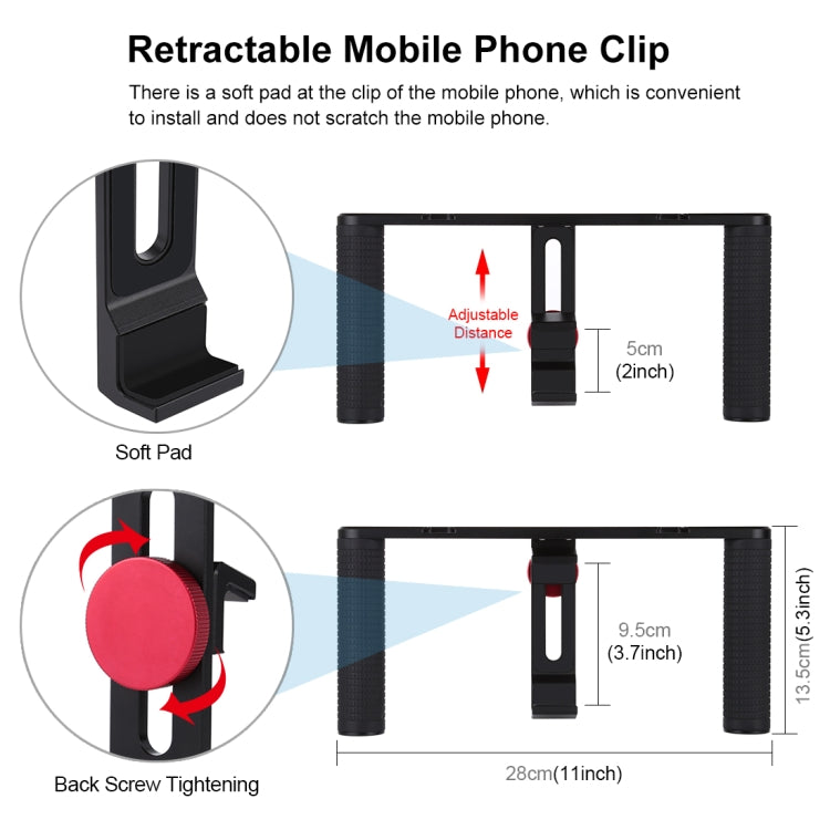 PULUZ 4 in 1 Vlogging Live Broadcast 4.7 inch 12cm Ring LED Selfie Light Smartphone Video Rig Handle Stabilizer Aluminum Bracket Kits with Microphone + Tripod Mount + Cold Shoe Tripod Head - free shipping - PMC TechLife - Order now!