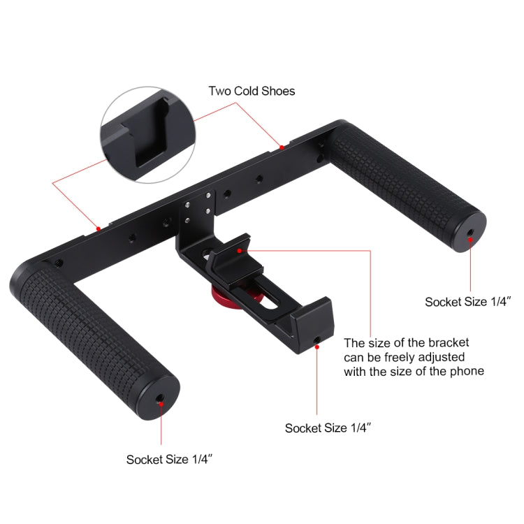 PULUZ 4 in 1 Vlogging Live Broadcast 4.7 inch 12cm Ring LED Selfie Light Smartphone Video Rig Handle Stabilizer Aluminum Bracket Kits with Microphone + Tripod Mount + Cold Shoe Tripod Head - free shipping - PMC TechLife - Order now!