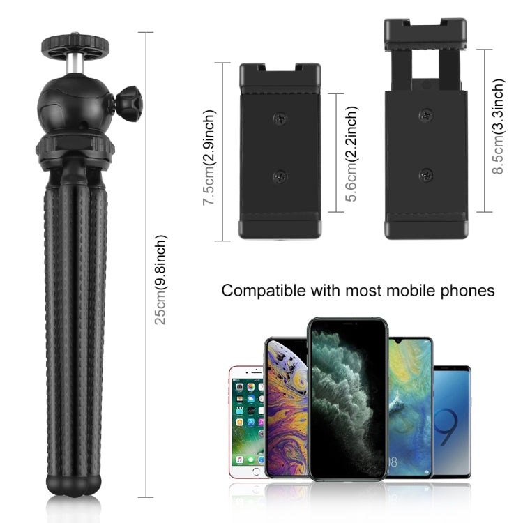 PULUZ Mini Octopus Flexible Tripod Holder with Ball Head & Phone Clamp + Tripod Mount Adapter & Long Screw for SLR Cameras, GoPro, Cellphone, Size: 25cmx4.5cm - Portable Mini Tripod by PULUZ | Online Shopping South Africa | PMC TechLife | Buy Now Pay Later Mobicred