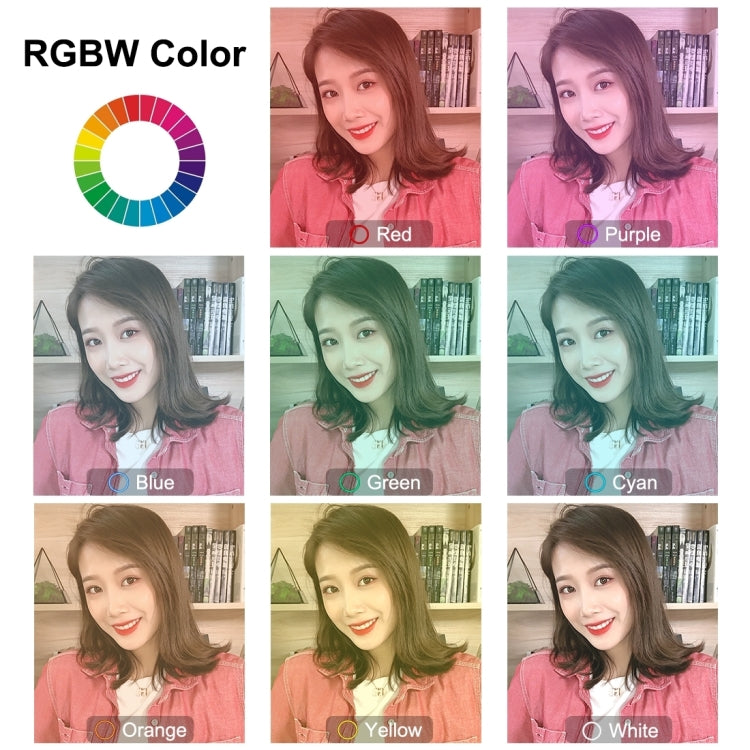 PULUZ 6.2 inch 16cm RGBW Light + Round Base Desktop Holder USB Dimmable LED Ring Vlogging Photography Video Lights with Cold Shoe Tripod Ball Head & Remote Control(Black) - free shipping - PMC Jewellery - Order now!