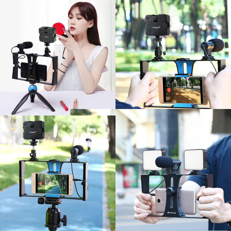 PULUZ 4 in 1 Vlogging Live Broadcast LED Selfie Fill Light Smartphone Video Rig Kits with Microphone + Tripod Mount + Cold Shoe Tripod Head for iPhone, Galaxy, Huawei, Xiaomi, HTC, LG, Google, and Other Smartphones (Blue) - free shipping - PMC TechLife - Order now!