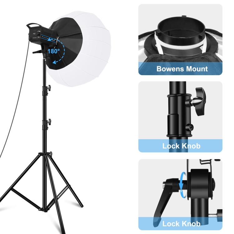 PULUZ 220V 120W Studio Video Light + 2.8m Light Holder + 65cm Foldable Lantern Softbox Photography Kit(UK Plug) - free shipping - PMC TechLife - Order now!