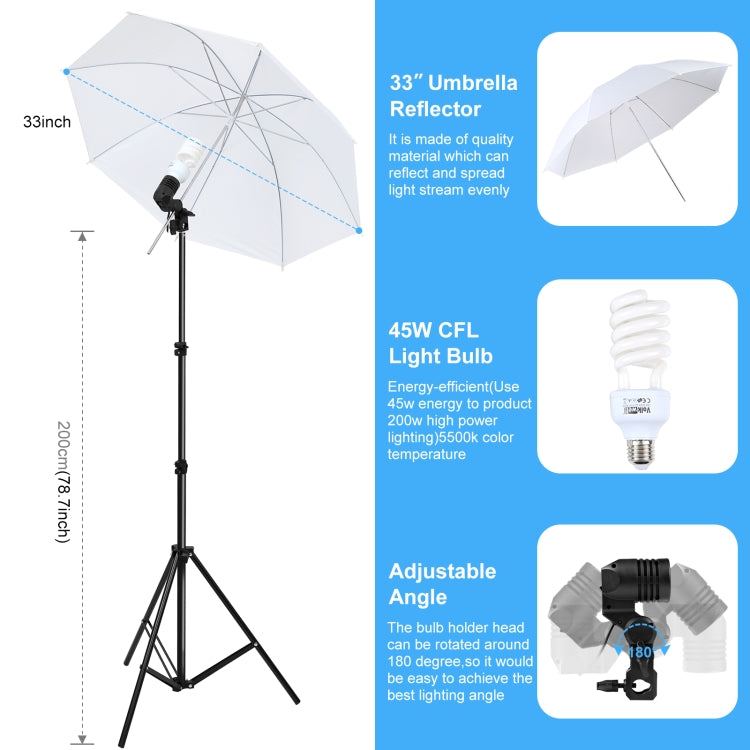 PULUZ LED Light Studio Softbox Photography Kit with Background & Reflective & Tripod Mount & Sandbags(EU Plug) - free shipping - PMC TechLife - Order now!