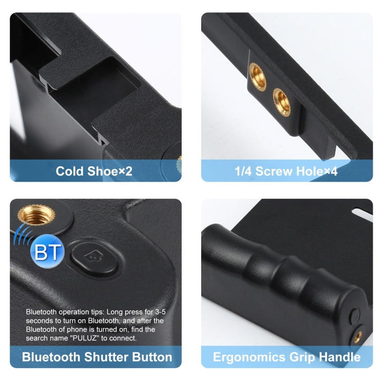 PULUZ 4 in 1 Bluetooth Handheld Vlogging Live Broadcast LED Selfie Light Smartphone Video Rig Kits with Microphone + Tripod Mount + Cold Shoe Tripod Head for iPhone, Galaxy, Huawei, Xiaomi, HTC, LG, Google, and Other Smartphones(Blue) - free shipping - PMC TechLife - Order now!