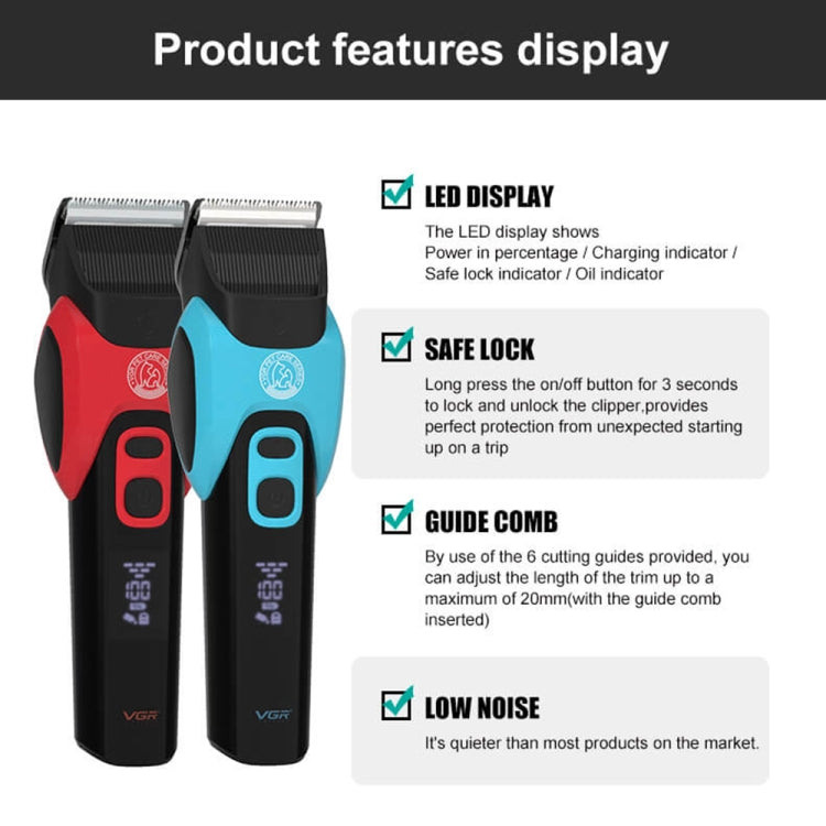 VGR V-208 Professional Pet Barber Electric Hair Clipper (Red) - Electric Clipper by VGR | Online Shopping South Africa | PMC TechLife | Buy Now Pay Later Mobicred
