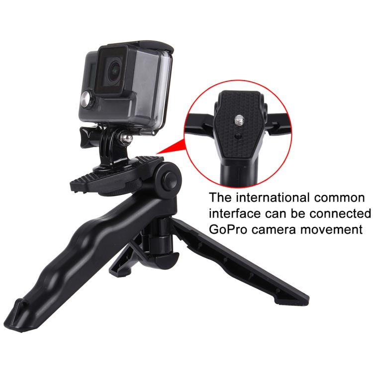 PULUZ Grip Folding Tripod Mount with Adapter & Screws for GoPro, Insta360, DJI and Other Action Cameras, Load Max: 2kg(Black) - Portable Mini Tripod by PULUZ | Online Shopping South Africa | PMC TechLife | Buy Now Pay Later Mobicred