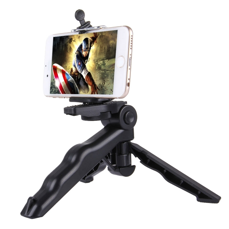 PULUZ Grip Folding Tripod Mount with Adapter & Screws for GoPro, Insta360, DJI and Other Action Cameras, Load Max: 2kg(Black) - Portable Mini Tripod by PULUZ | Online Shopping South Africa | PMC TechLife | Buy Now Pay Later Mobicred