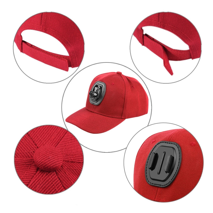 PULUZ Baseball Hat with J-Hook Buckle Mount & Screw for GoPro, DJI OSMO Action and Other Action Cameras(Red) -  by PMC TechLife | Online Shopping South Africa | PMC TechLife | Buy Now Pay Later Mobicred