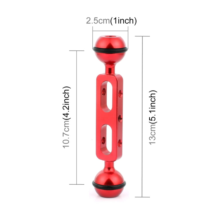 PULUZ 5.1 inch 13cm Aluminum Alloy Dual Balls Arm, Ball Diameter: 25mm(Red) - free shipping - PMC TechLife - Order now!