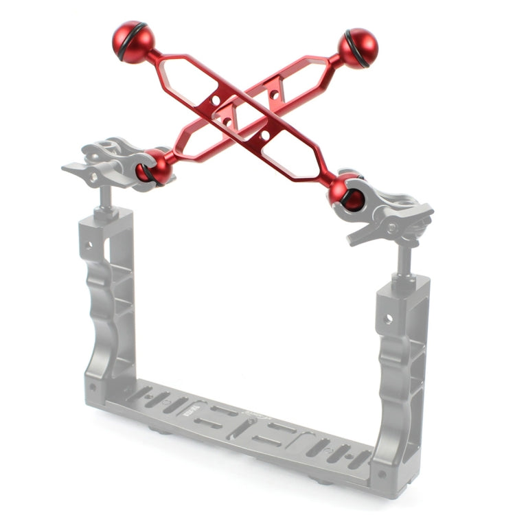 PULUZ 7.0 inch 17.7cm Aluminum Alloy Dual Balls Arm, Ball Diameter: 25mm(Red) - Diving Accessories by PULUZ | Online Shopping South Africa | PMC TechLife | Buy Now Pay Later Mobicred