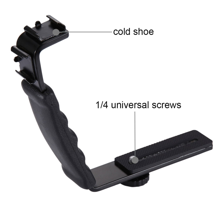 PULUZ L-Shape Bracket Handheld Grip Holder with Dual Side Cold Shoe Mounts for Video Light Flash, DSLR Camera - Hand Held Monopod by PULUZ | Online Shopping South Africa | PMC TechLife