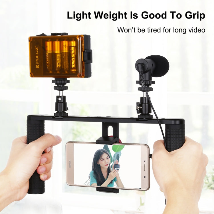 PULUZ Vlogging Live Broadcast Smartphone Video Rig Filmmaking Recording Handle Stabilizer Aluminum Bracket for iPhone, Galaxy, Huawei, Xiaomi, HTC, LG, Google, and Other Smartphones - free shipping - PMC TechLife - Order now!