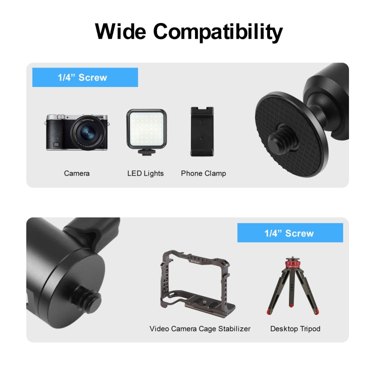 PULUZ 1/4 inch Outer Screw Metal Tripod Ball Head Adapter with Knob Lock(Black) - free shipping - PMC TechLife - Order now!