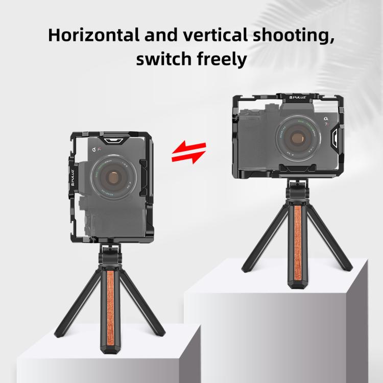 PULUZ Metal Camera Cage Stabilizer Rig for Sony A7 IV / ILCE-7M4 / A7M4 / A7M3 / A7R3  / A7R III / A7R5(Black) - free shipping - PMC TechLife - Order now!