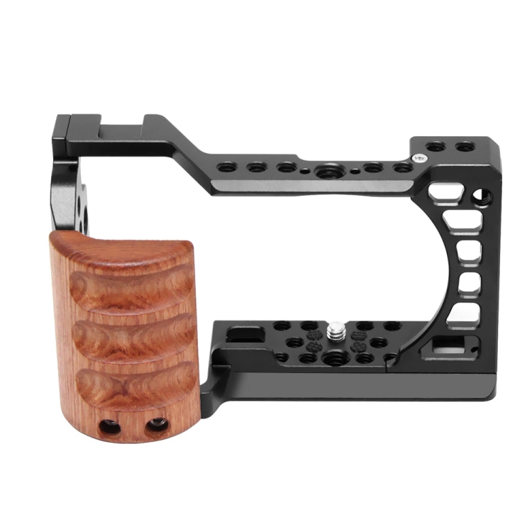 For Sony A6400 / A6300 / A6100 / A6000 PULUZ Wood Handle Metal Camera Cage Stabilizer Rig - free shipping - PMC TechLife - Order now!
