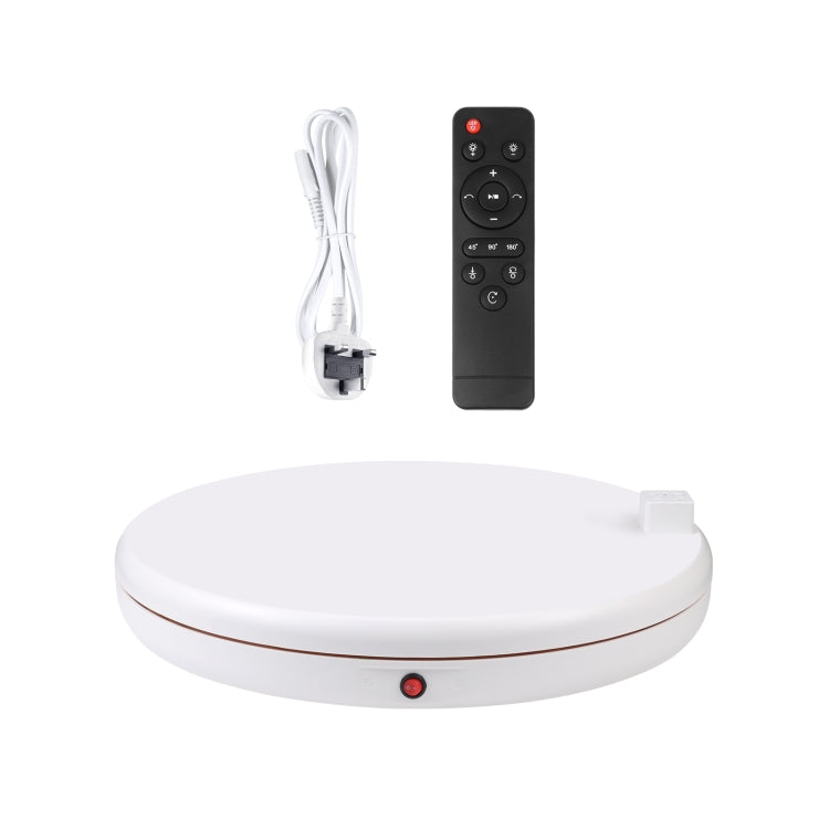PULUZ 45cm Remote Control Adjusting Speed Rotating Turntable Display Stand with Power Socket, White, Load 100kg(UK Plug) - free shipping - PMC TechLife - Order now!