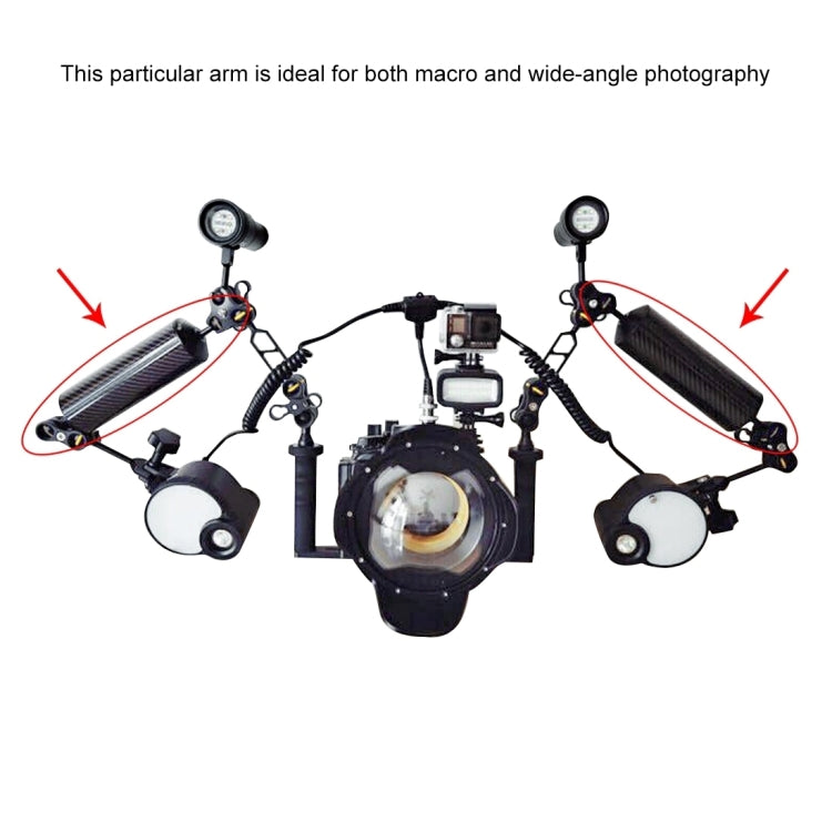 PULUZ 10.82 inch 27.5cm Length 80mm Diameter Dual Balls Carbon Fiber Floating Arm, Ball Diameter: 25mm, Buoyancy: 800g - free shipping - PMC TechLife - Order now!