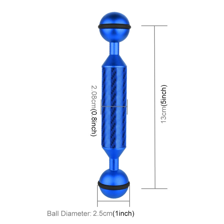PULUZ 5 inch 13cm Length 20.8mm Diameter Dual Balls Carbon Fiber Floating Arm, Ball Diameter: 25mm(Blue) - free shipping - PMC TechLife - Order now!