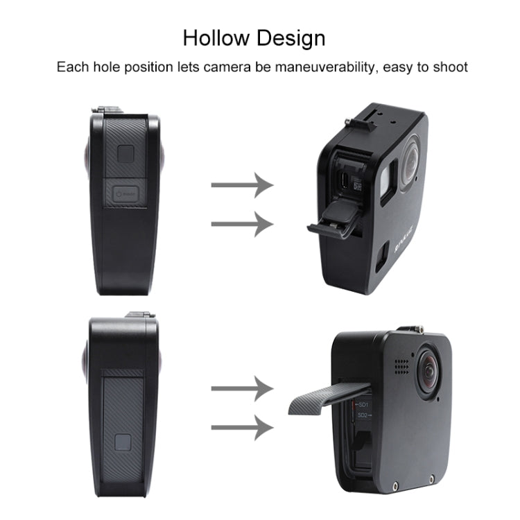 PULUZ for GoPro Fusion Housing Shell CNC Aluminum Alloy Protective Cage with Basic Mount & Lens Caps(Black) - free shipping - PMC TechLife - Order now!