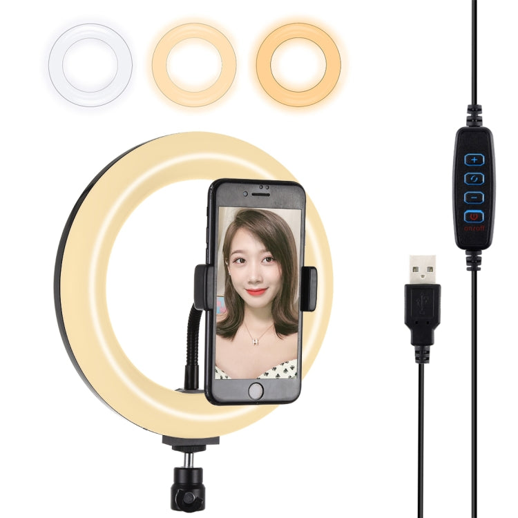 PULUZ 7.9 inch 20cm USB 3 Modes Dimmable Dual Color Temperature LED Curved Light Ring Vlogging Selfie Photography Video Lights with Phone Clamp(Black) - Ring Light by PULUZ | Online Shopping South Africa | PMC TechLife | Buy Now Pay Later Mobicred