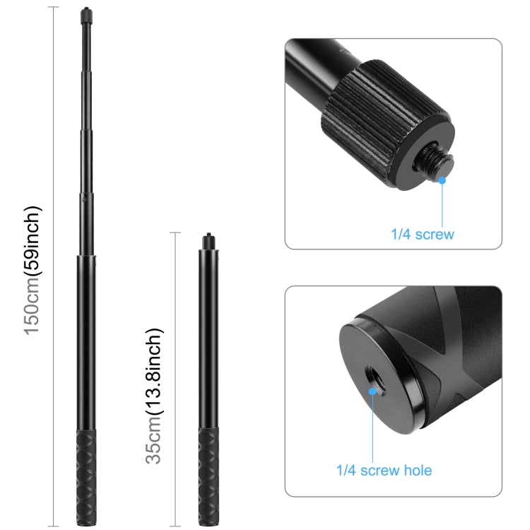 PULUZ Cycling Quick Release Bracket with 150cm Selfie Stick Set, Double Dual-heads Crabs Clamps Handlebar Fixed Mount (Black) - free shipping - PMC TechLife - Order now!