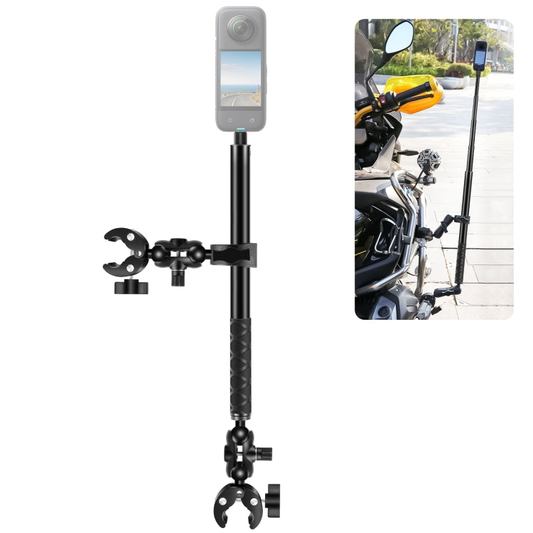 PULUZ Cycling Quick Release Bracket with 150cm Selfie Stick Set, Dual-heads Crab & Single Heads Clamps Handlebar Fixed Mount (Black) - Bicycle Handlebar Mount by PULUZ | Online Shopping South Africa | PMC TechLife | Buy Now Pay Later Mobicred