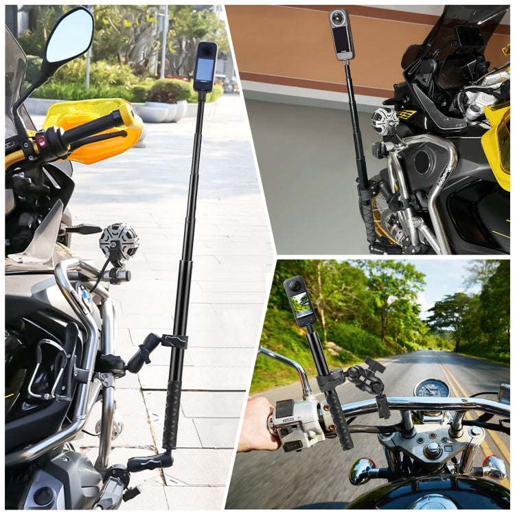 PULUZ Cycling Quick Release Bracket with 150cm Selfie Stick Set, Dual-heads Crab & Single Heads Clamps Handlebar Fixed Mount (Black) - Bicycle Handlebar Mount by PULUZ | Online Shopping South Africa | PMC TechLife | Buy Now Pay Later Mobicred