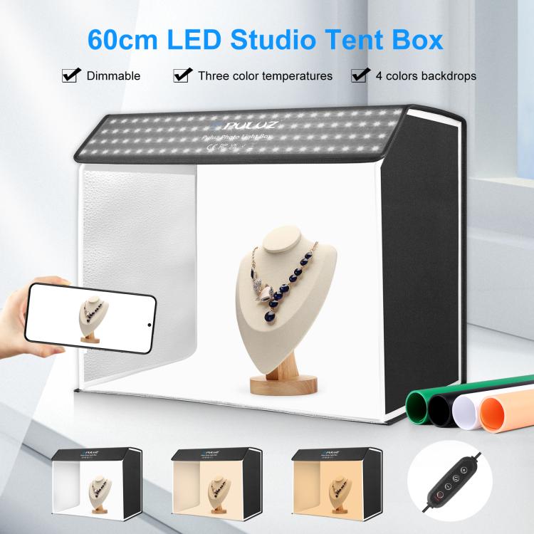 PULUZ Photo Studio Light Box Portable 60 x 40cm Cuboid Photography Studio Tent Kit with 4 Color Backdrops (UK Plug) - free shipping - PMC TechLife - Order now!
