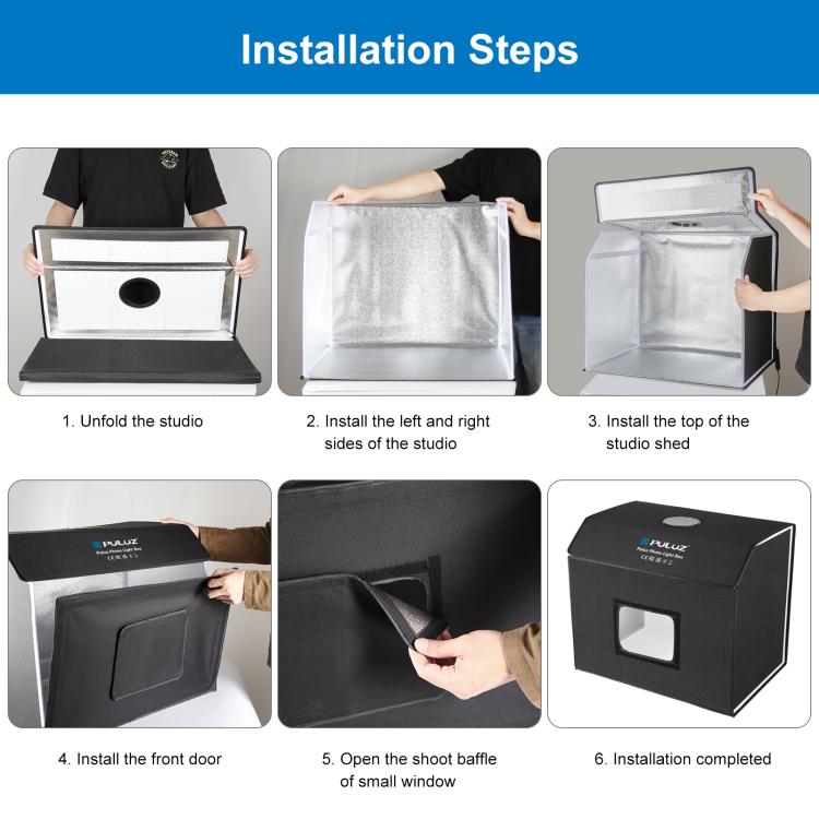 PULUZ Photo Studio Light Box Portable 60 x 40cm Cuboid Photography Studio Tent Kit with 4 Color Backdrops (UK Plug) - free shipping - PMC TechLife - Order now!