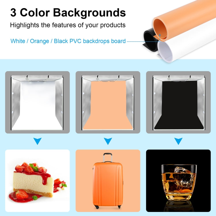 PULUZ 80cm Folding Portable 72W White Light Photo Lighting Studio Shooting Tent Box Kit with 3 Colors Black / White / Orange Backdrops(UK Plug) - free shipping - PMC TechLife - Order now!