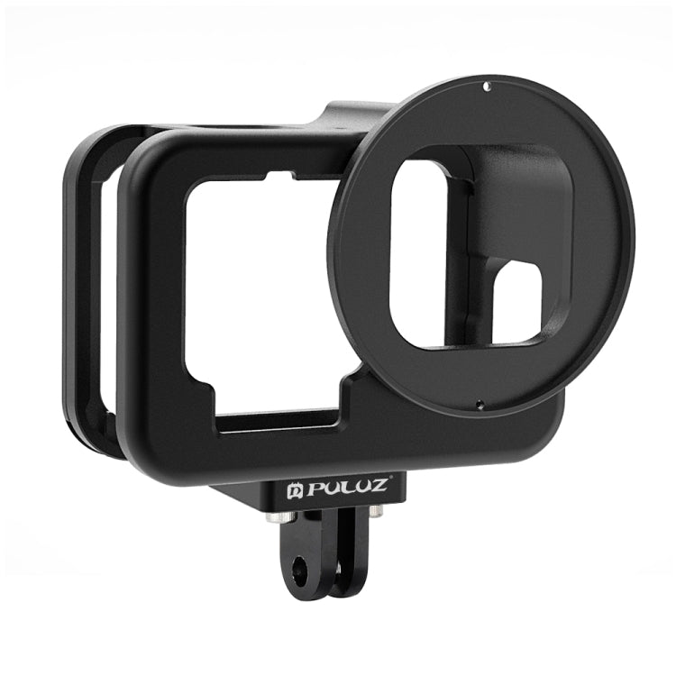 For GoPro HERO13 Black /12 Black /11 Black /10 Black /9 Black PULUZ Thin Housing Shell CNC Aluminum Alloy Protective Cage with Insurance Frame & 52mm UV Lens(Black) - free shipping - PMC TechLife - Order now!
