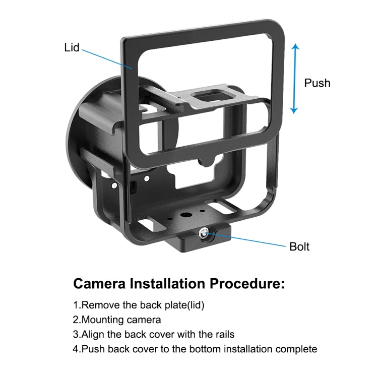 For GoPro HERO13 Black /12 Black /11 Black /10 Black /9 Black PULUZ Thin Housing Shell CNC Aluminum Alloy Protective Cage with Insurance Frame & 52mm UV Lens(Black) - free shipping - PMC TechLife - Order now!