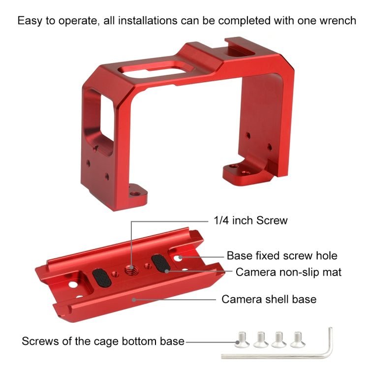 PULUZ Aluminum alloy Frame Mount Protective Case Cage with Cold Shoe Base Slot & Tripod Base Adapter for Insta360 One R(Red) - Mount & Holder by PULUZ | Online Shopping South Africa | PMC TechLife | Buy Now Pay Later Mobicred