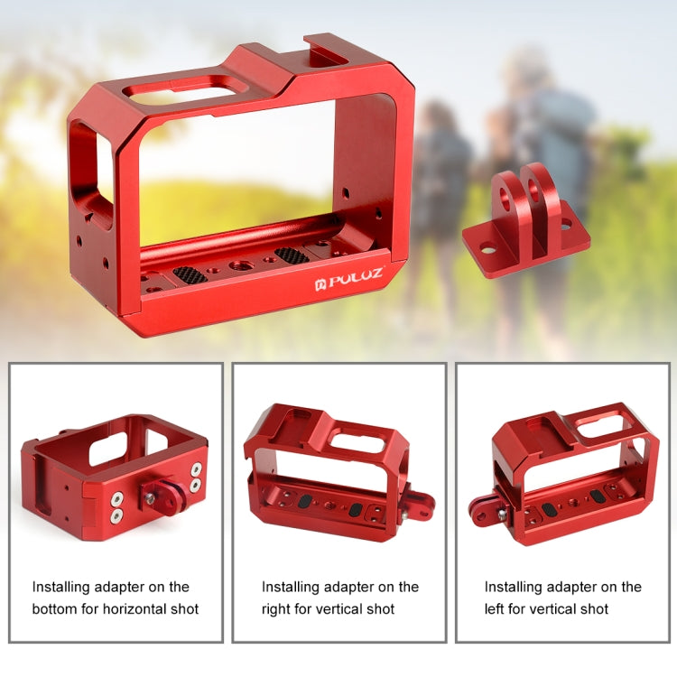 PULUZ Aluminum alloy Frame Mount Protective Case Cage with Cold Shoe Base Slot & Tripod Base Adapter for Insta360 One R(Red) - Mount & Holder by PULUZ | Online Shopping South Africa | PMC TechLife | Buy Now Pay Later Mobicred