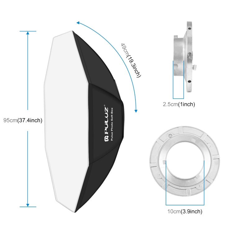 PULUZ 95cm Speedlite Flash Octagon Parabolic Softbox Bowens Mount Diffuser -  by PULUZ | Online Shopping South Africa | PMC TechLife | Buy Now Pay Later Mobicred