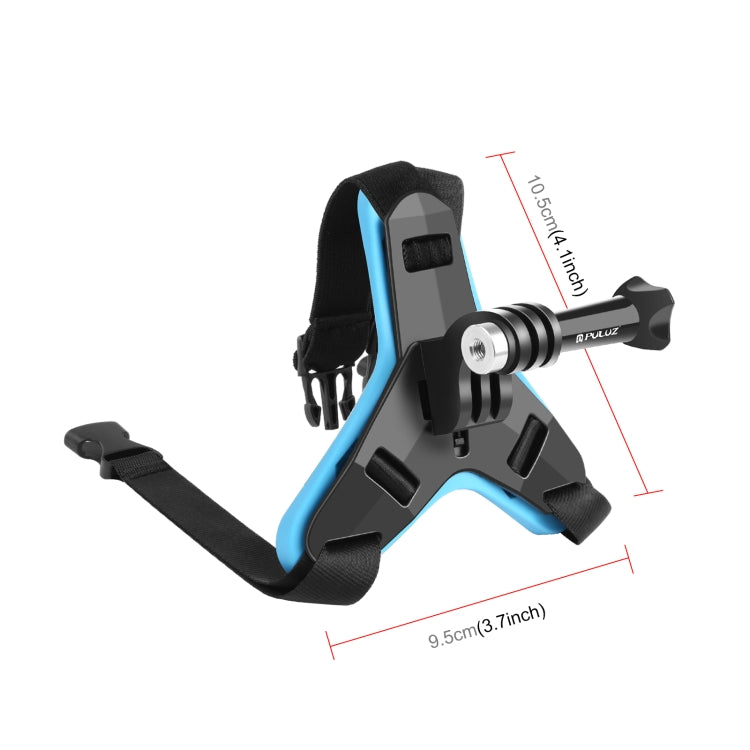 PULUZ Motorcycle Helmet Chin Strap Mount for GoPro, DJI Osmo Action and Other Action Cameras(Blue) - Helmet Mount by PULUZ | Online Shopping South Africa | PMC TechLife | Buy Now Pay Later Mobicred