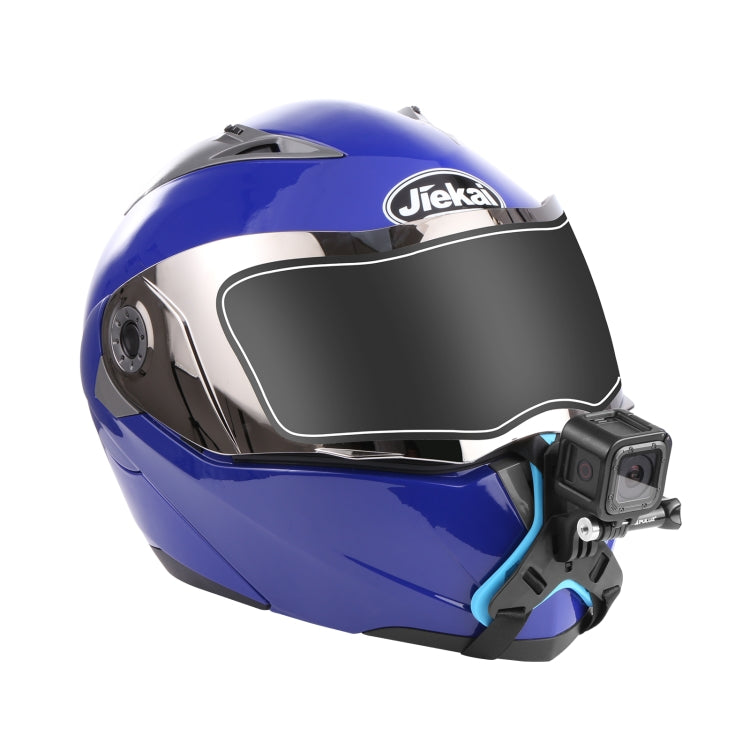 PULUZ Motorcycle Helmet Chin Strap Mount for GoPro, DJI Osmo Action and Other Action Cameras(Blue) - Helmet Mount by PULUZ | Online Shopping South Africa | PMC TechLife | Buy Now Pay Later Mobicred