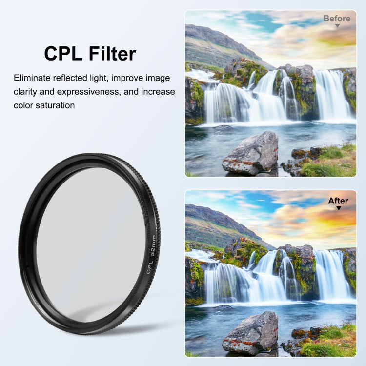 PULUZ 52mm CPL + UV Lens Filter with Adapter Ring for GoPro HERO12 Black /11 Black /11 Black Mini /10 Black /9 Black - Lens Adapter by PULUZ | Online Shopping South Africa | PMC TechLife | Buy Now Pay Later Mobicred