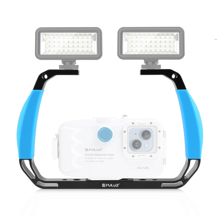 PULUZ Dual Silicone Handles Aluminium Alloy Underwater Diving Rig for GoPro, Other Action Cameras and  Smartphones (Blue) - free shipping - PMC TechLife - Order now!