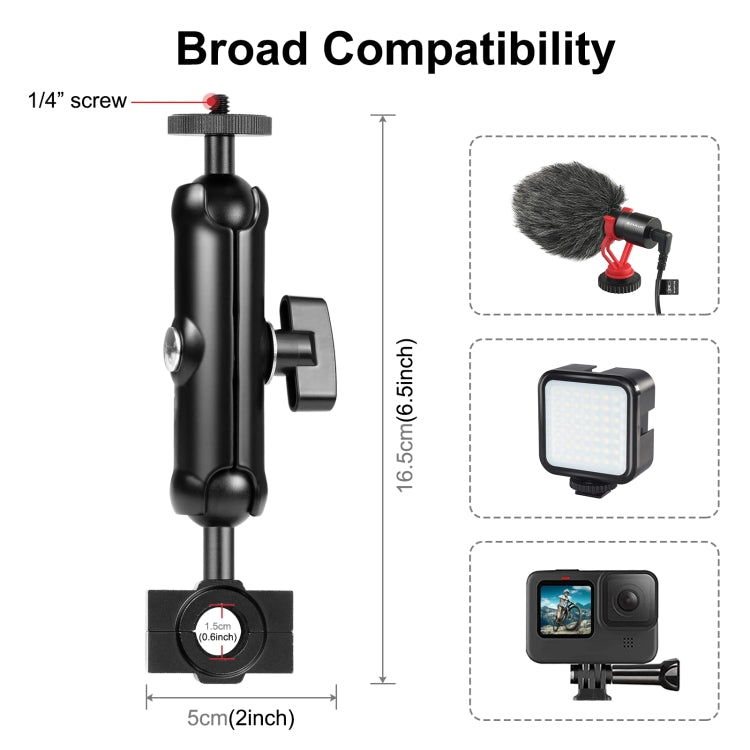 PULUZ Motorcycle Holder Rearview Mirror Fixed Mount for GoPro and Other Action Cameras (Black) - Bicycle Handlebar Mount by PULUZ | Online Shopping South Africa | PMC TechLife | Buy Now Pay Later Mobicred